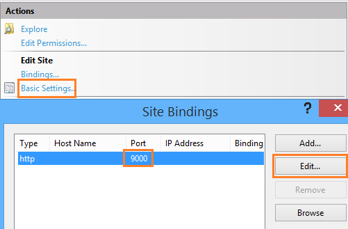 Change port of web application in IIS