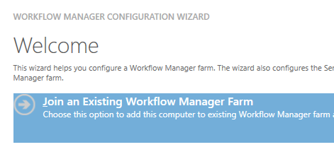 Join and Existing workflow manager farm