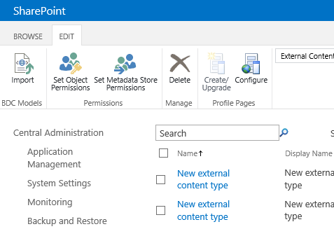 Manage external content type in BCS SharePoint