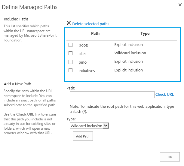 SharePoint 2019 Managed Path Limitations