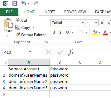 CSV template file for sharepoint accounts