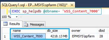 Calculate SharePoint Content Database size in SQL Server