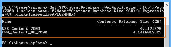 Calculate SharePoint Content Database size per web application using powershell