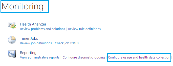 Configure usage and health data collection for SharePoint 2019