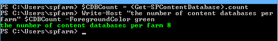 Get Content databases count per farm using PowerShell