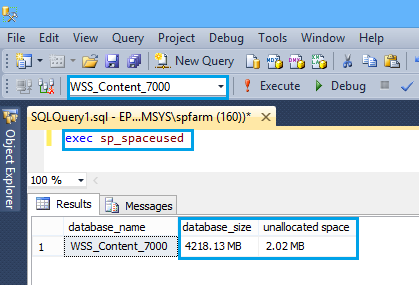 Get SharePoint Content Database size in SQL Server