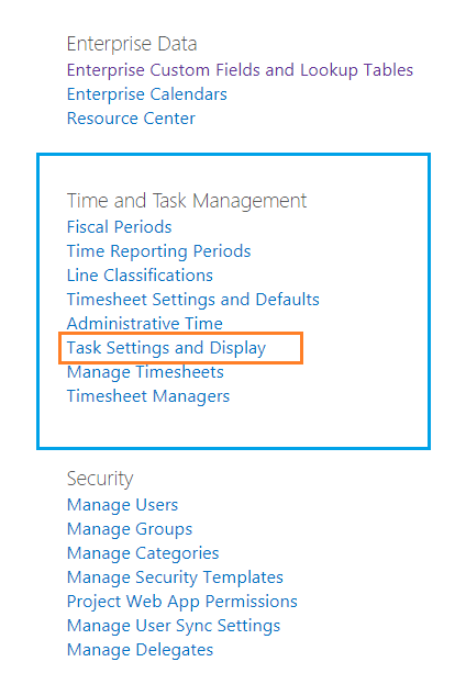 Query Task Settings in Project Server 2019 database