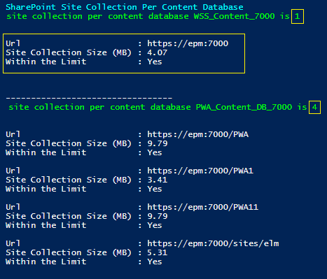 SharePoint Site Collection Per Content Database - SharePoint Farm Scan Report