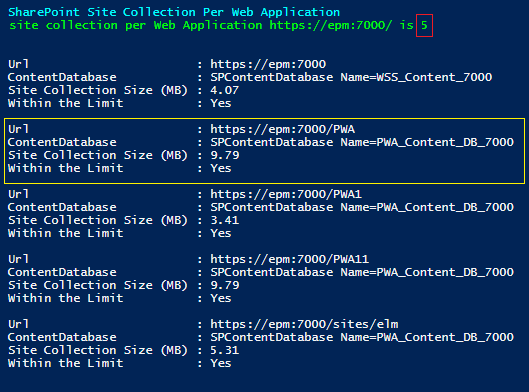 SharePoint Site Collection Per Web Application - SharePoint Farm Scan Report