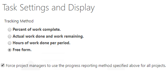 Tracking Method in Project Server 2019