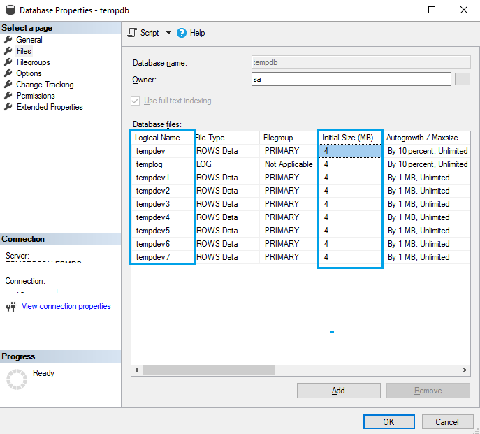 tempdb settings for SharePoint Server