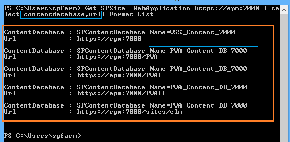 which content database the site collection is stored using powerShell