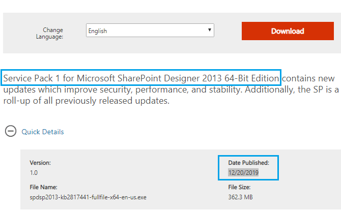 Download SharePoint designer 2013 service pack 1 64 bit