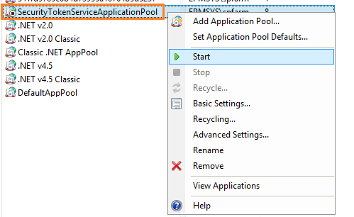 Security Token Service Application Pool stopped in SharePoint