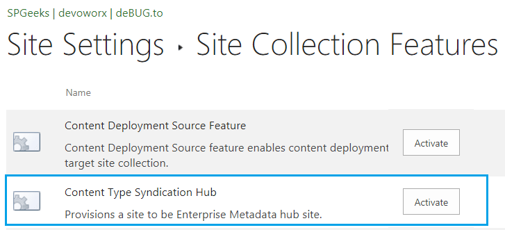 Content Type Syndication Hub Feature