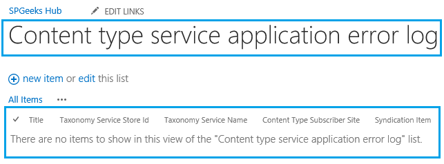 Content type service application error log