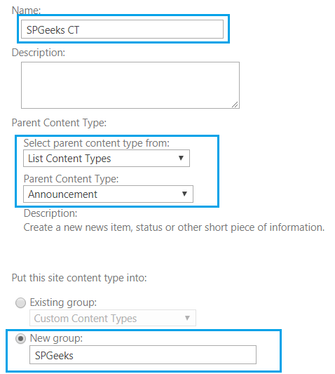 Create site content type in SharePoint 2019