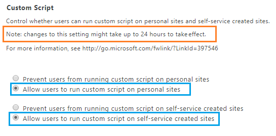 Enable Custom Script in SharePoint Online Using Admin Center