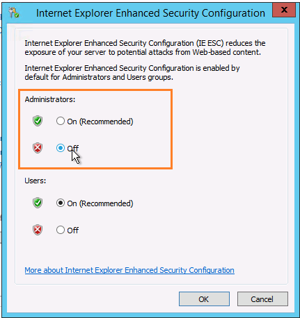 Internet Explorer Enhanced Security Configuration Windows Server 2019