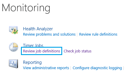 Review Job Definitions in SharePoint 2019