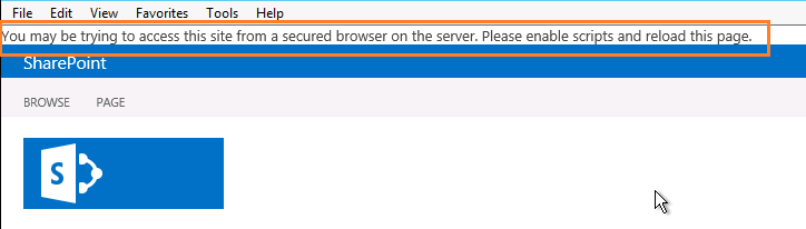 You may be trying to access this site from a secured browser on the server in SharePoint