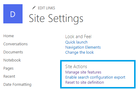 missing save site as template sharepoint online