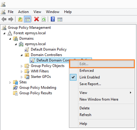 Edit default domain policy grayed out