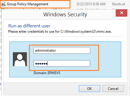 Run Group Policy Management as different user