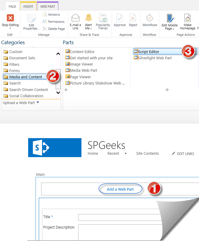 Add Script Editor Web Part in SharePoint