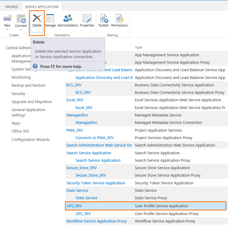 Delete User Profile Service Application in SharePoint 2013 / 2016