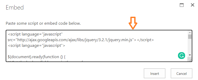 Embed Code in SharePoint 2019