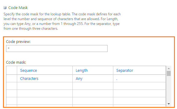 Code Mask in Lookup table