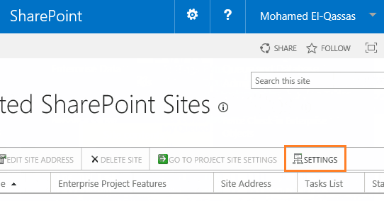 Configure Project Site Creation Settings in Project Server 2016