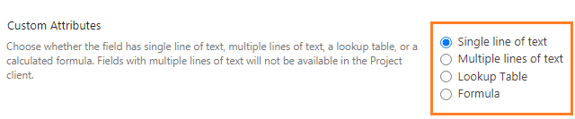 Custom field attributes in Project Server