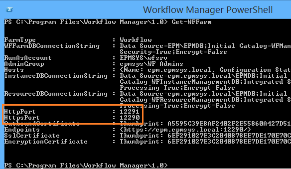 Get Workflow Manager Ports PowerShell