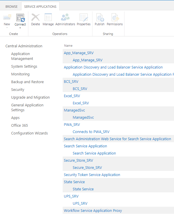 SharePoint Services Application List