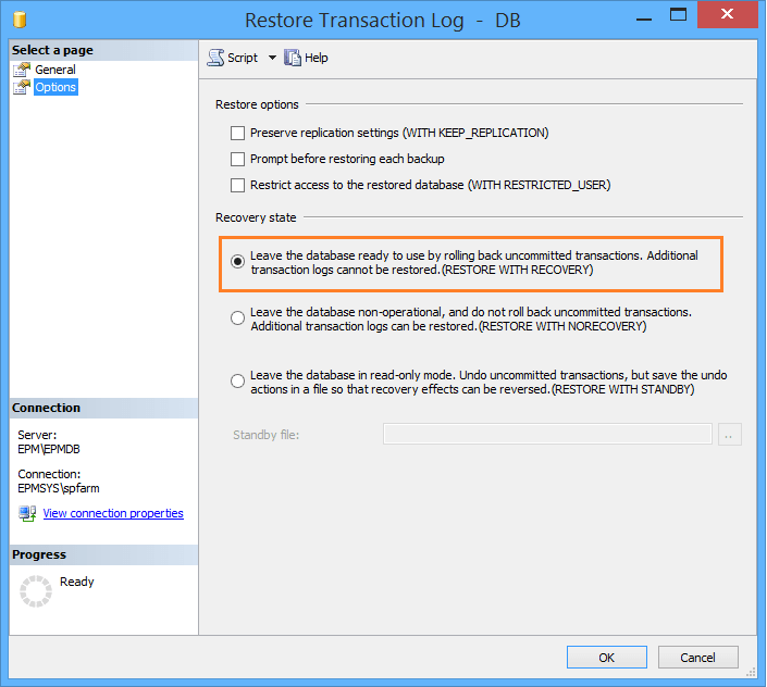 Leave the database ready to use by rolling back uncommitted transactions-min