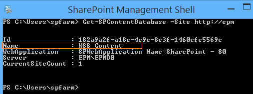 Get SharePoint content database powershell