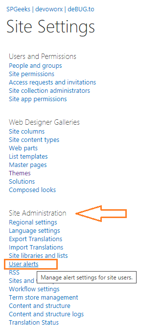 User Alerts in SharePoint site