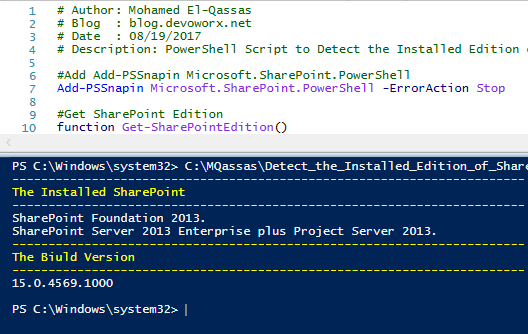 Detect the Installed Edition of SharePoint 2016 2013 2010