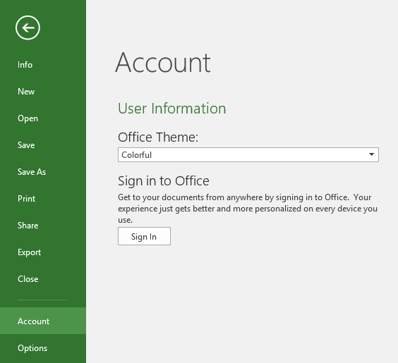 sign in to Microsoft Project 2016