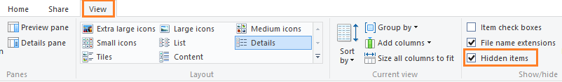 view hidden items in windows