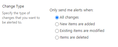 Change type alert in SharePoint