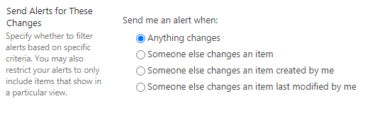 Sent alert changes in SharePoint