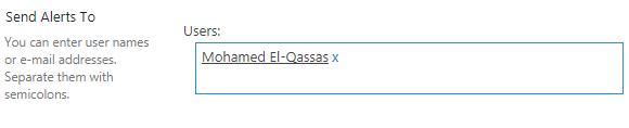 Sent alert to in SharePoint