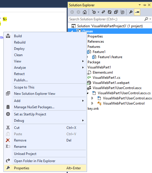 SharePoint Project Properties in Visual Studio