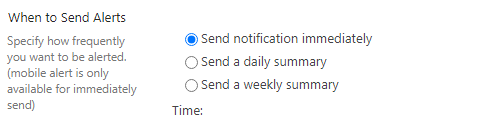 When to send alert in SharePoint