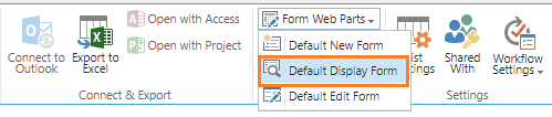 default display form in SharePoint Online