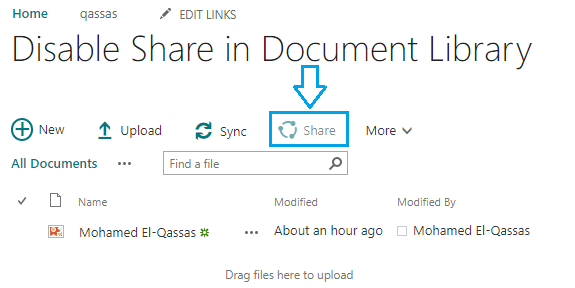 disable Share button in document library toolbar