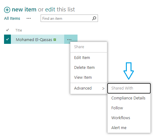 disable shared with menu item in SharePoint Online